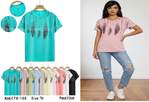 Bluzki damskie Roz Standard, Mix Kolor Paczka 12 szt